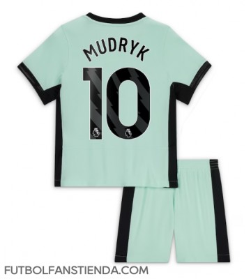 Chelsea Mykhailo Mudryk #10 Tercera Equipación Niños 2023-24 Manga Corta (+ Pantalones cortos)